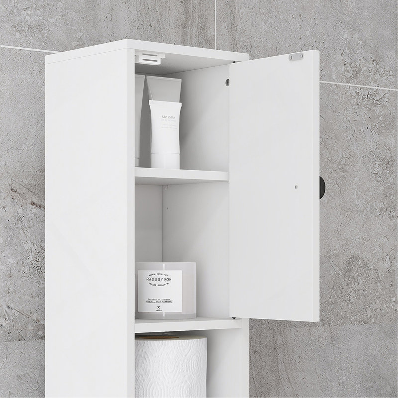 71" Tall Bathroom Storage Cabinet, Narrow Toilet Paper Cabinet With Open Shelves, 2 Door Cabinets, Adjustable Shelves For Kitchen, Hallway, Living Room, White