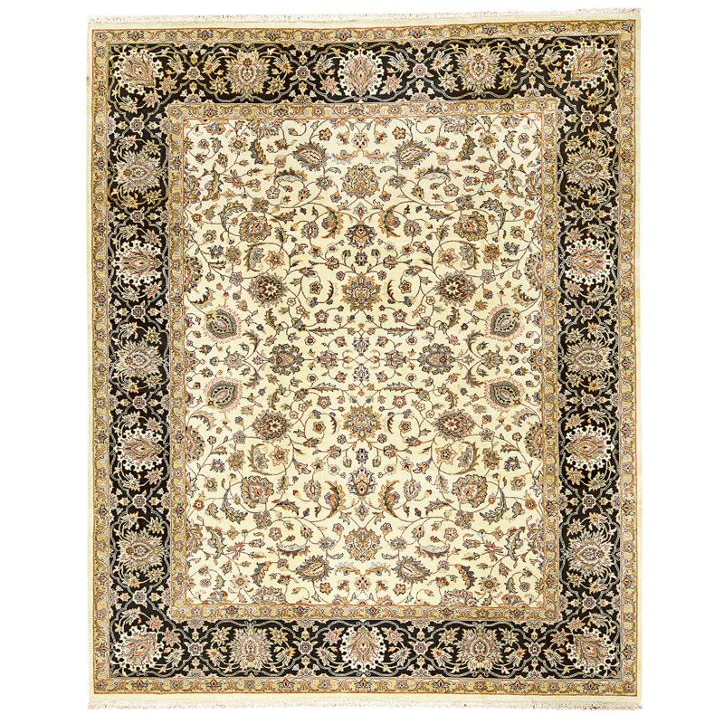 High-Quality Hand-Knotted Gold And Black Area Rug