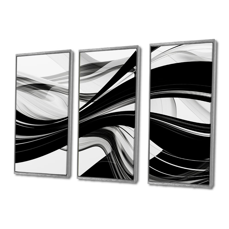 Cytlaly - Ensemble de décorations murales vagues, H 28 po x l 36 po x P 1 po, Encadrement argenté