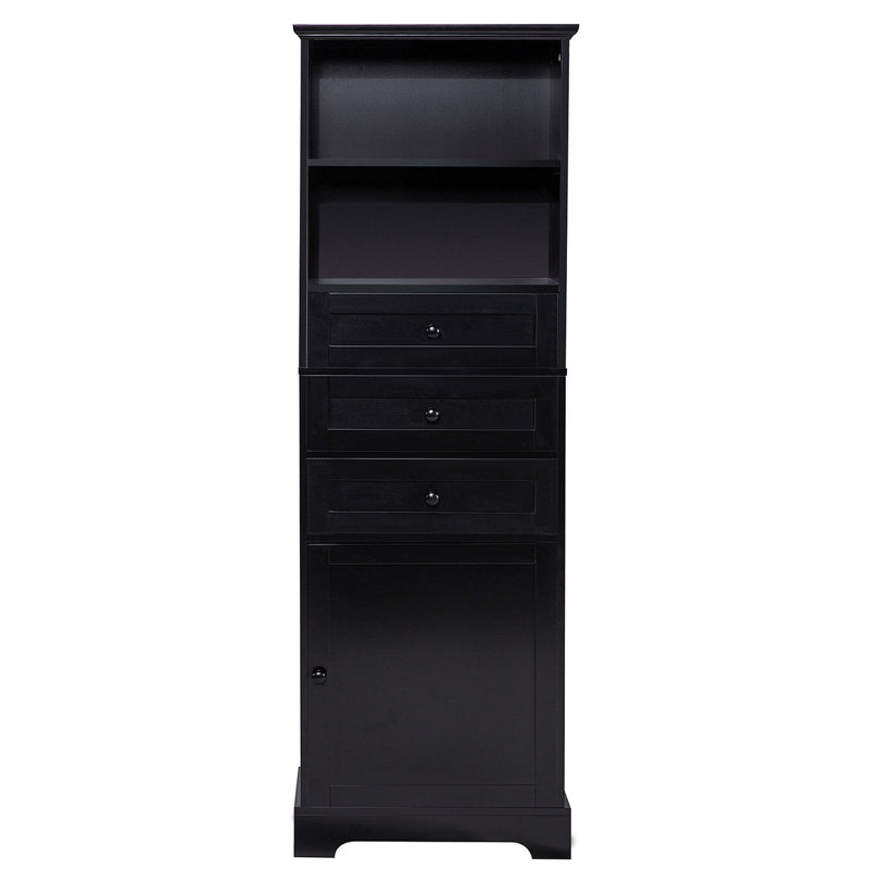 Grande armoire de rangement avec 3 tiroirs et tablettes réglables pour salle de bain, bureau, bureau et intérieur, panneau de fibres à densité moyenne