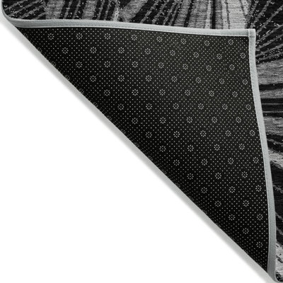 10' X 14' Black And Gray Geometric Washable Indoor Outdoor Area Rug