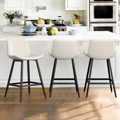 Cannell Upholstered Counter Stool with Metal Frame