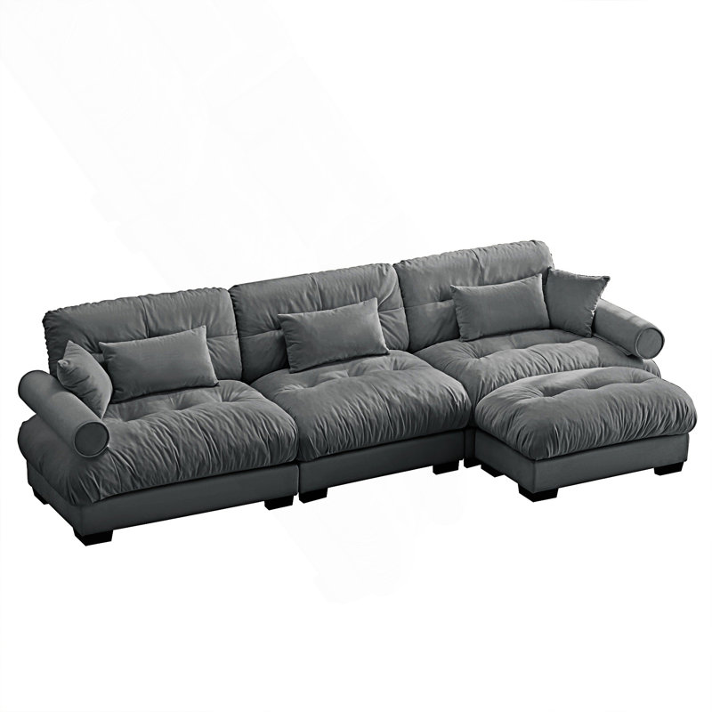 Canapé modulaire surdimensionné Bonfort, Velours gris velours