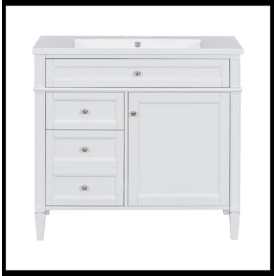 36'' Bathroom Vanity with Top Sink, Modern Bathroom Storage Cabinet