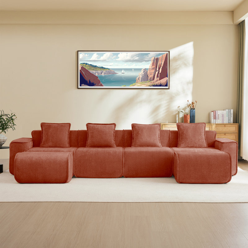 Canapé modulaire Boneless, H 31,1 po x l 138,58 po x P 59,84 po, Rouge, 6