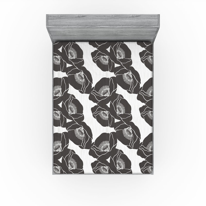 Drap-housse Ambesonne, Drap-housse de taille très grand, Gris pâle, noix de coco / floral