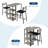 3-Piece Kitchen Table Set, 36" Dining Table with Storage Shelves & 2 Upholstered Chairs, Grey-882006227