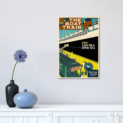 The Boat Train (Boston And Maine Railroad) Advertising Vintage Poster - Wrapped Canvas Gallery-Wrapped Canvas Giclée