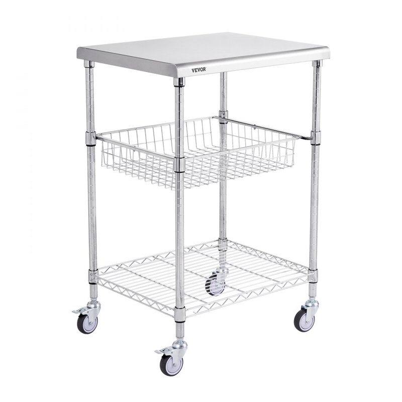 Chariot roulant à 3 niveaux sur roulettes 24 po x 20 po x 36,6 po 470 LBS 6 crochets