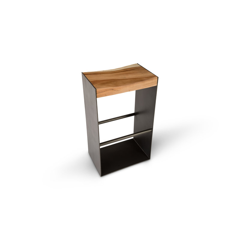 Bar Solid Wood Stool, Bar Stool (29” Seat Height), Gray