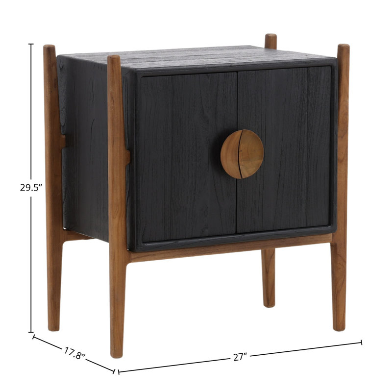 Emberly 2-Door Mindi Nightstand, Black