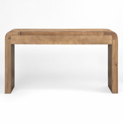 TREXM Rustic Console Table with Fluted Drawer Front, Entryway Table with Curved Corners & Thick Legs, Sturdy Sofa Table for Hallway & Living Room (Nat