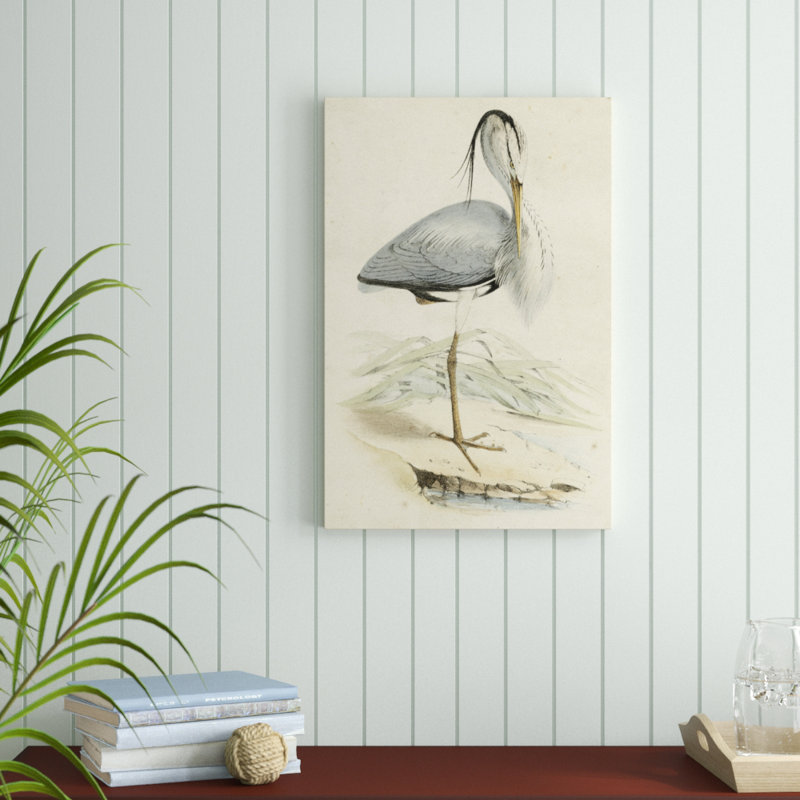 «Antique Heron IV», peinture sur toile, H 30 po x l 20 po