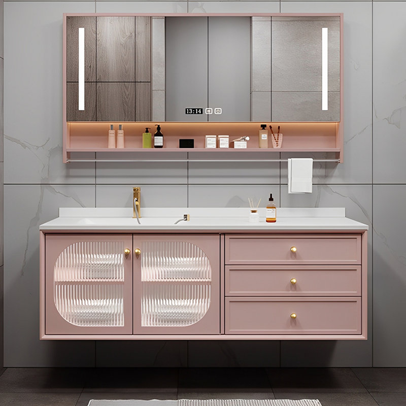 French style modern simple bathroom cabinet, 51", Pink