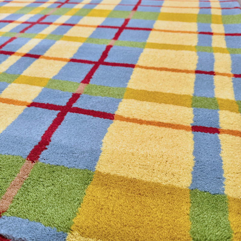 Blair Authentic Hand-Tufted Handmade Multi-Color Plaid Design on Wool Modern & Contemporary Area Rug, 5' x 7'6"