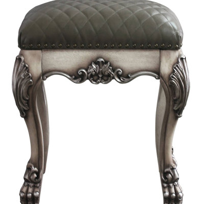 Tabouret de chambre gris et blanc rétro avec structure de siège stable