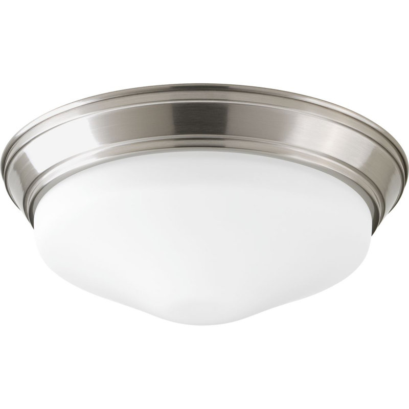 Plafonnier encastré simple en forme de bol 1 lumière, Nickel brossé, H 4 po x l 11 po x P 11 po