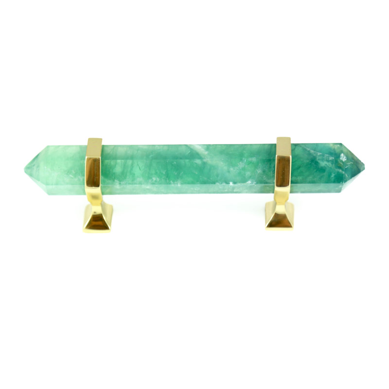 Poignée barre 3" fluorite center to central, Laiton / vert