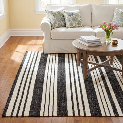 Birmingham Black Hand-Woven Outdoor Rug