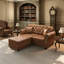 Canapé Chesterfield de style Mid-Century avec similicuir, capitonnage, garniture cloutée et accoudoirs roulés, comprend 2 coussins-654448820