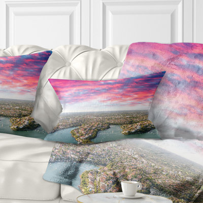 Coussin lombaire en nuage rouge sydney cityscape