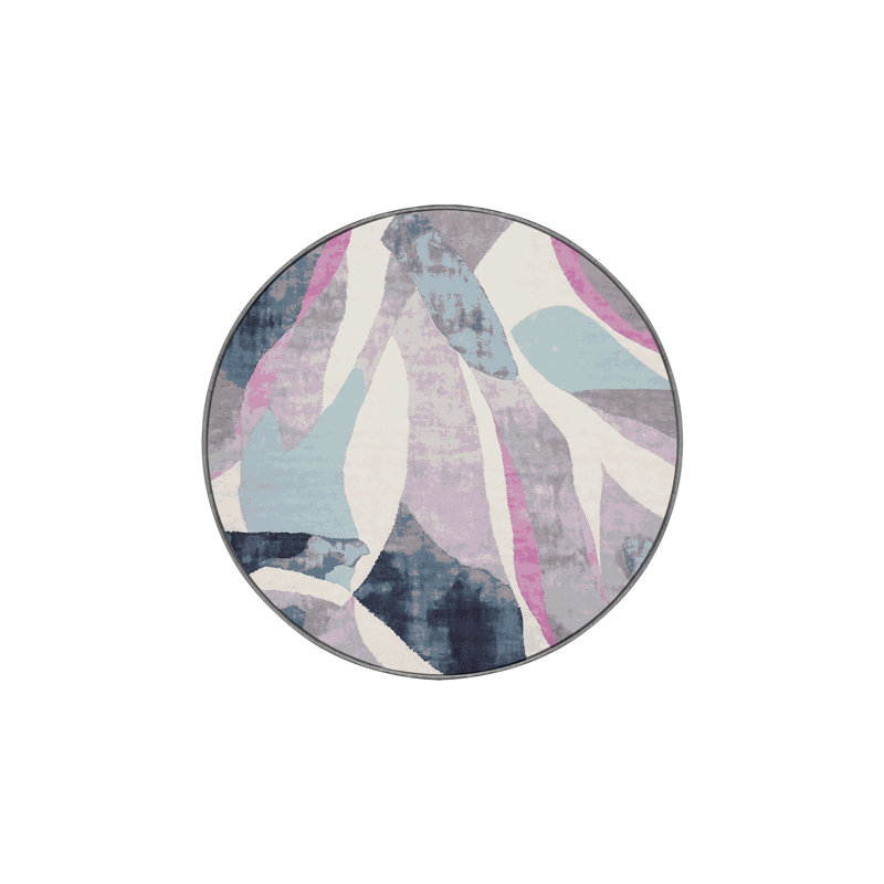 Machine Washable Gray Area Rug, Round 7'