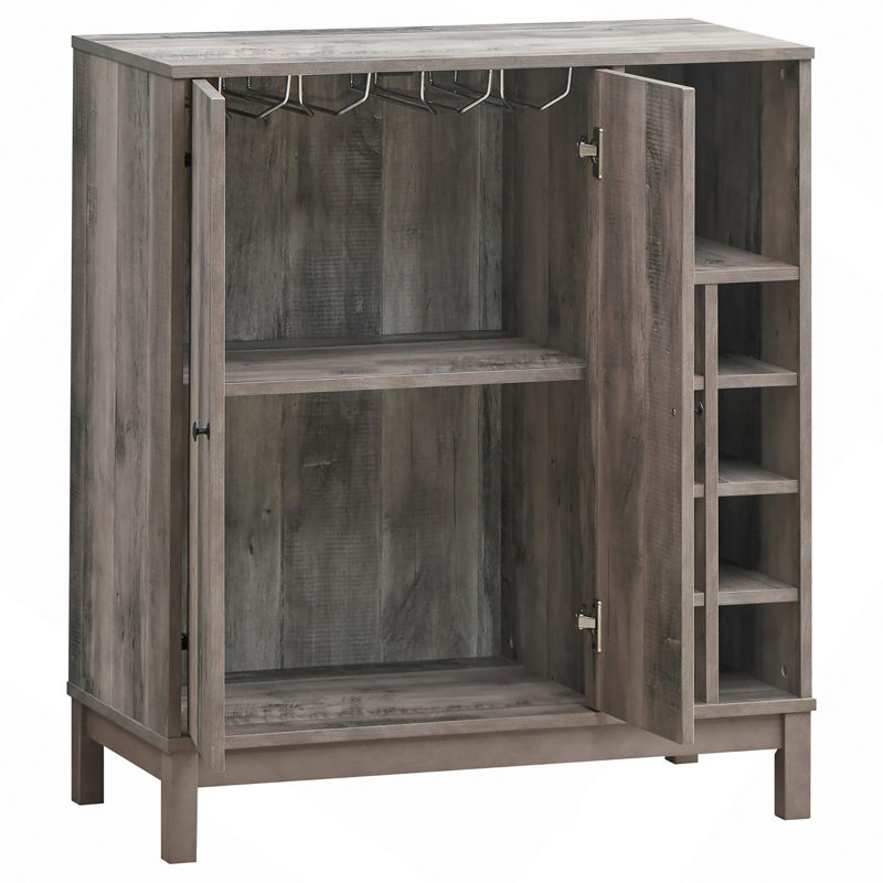 Armoire à vin en acacia patiné avec 2 portes