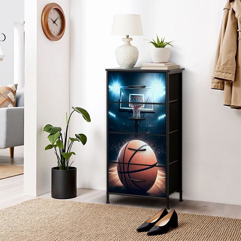 4 Drawer Dresser for Bedroom, Narrow Chest of Drawers, Wooden Top and Study Iron Frame 18"x37.5"-(WxH)