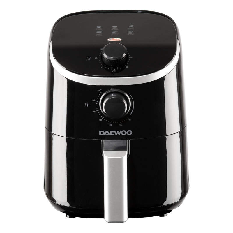 Daewoo Compact Air Fryer 2 Litre Mini Space Saving Energy Efficient Oil Free, 2L Single Pot Air Fryer - Blk