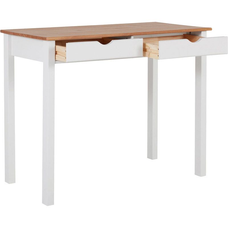 Waddell Solid Wood Writing Desk, 80cm H x 100cm W x 50cm D, White, Oak