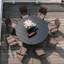 Ensemble de salle à manger de patio avec table de salle à manger ronde en métal de 60 po et 8 chaises empilables recouvertes de polyester enduit de PVC-1610537028