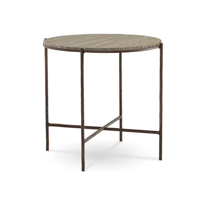 Anna Solid Wood End Table, Saddle, Glazed Hudson