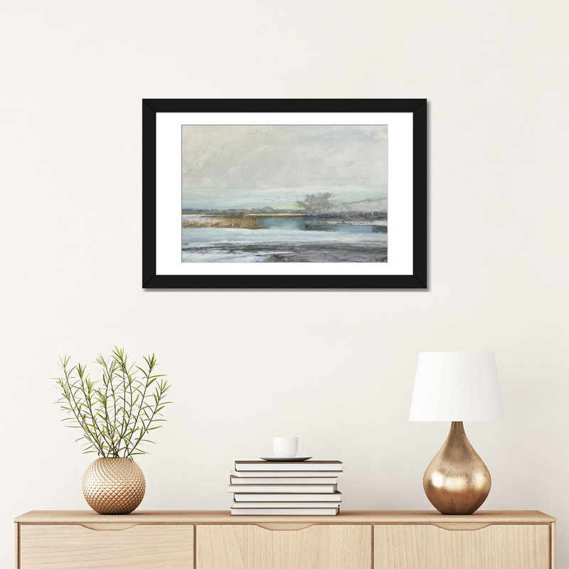 «Water's Edge II», reproduction sur toile, Papier d'art encadré noir, Blanc, H 24 po x l 32 po x P 1 po