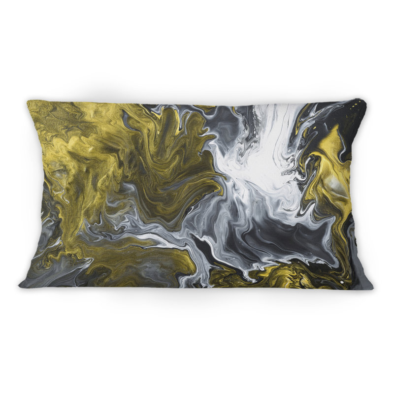 Coussin jaune à imprimé moderne Modern Waves II