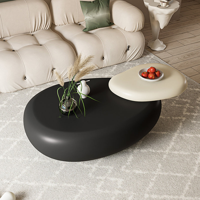 Cream style art pebble rotating end table