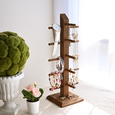 Wooden Sunglasses Rack Organizer, 5 Pairs Eyewear Display Stand Organizer