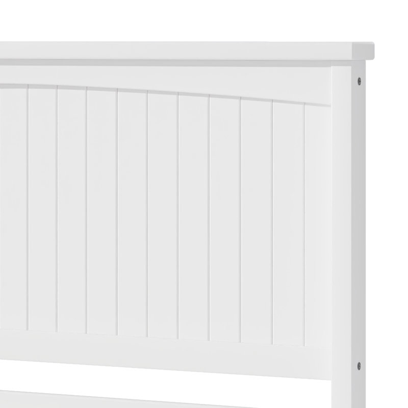 Lit double en bois massif avec 2 tiroirs de rangement Adainville, Blanc, Double