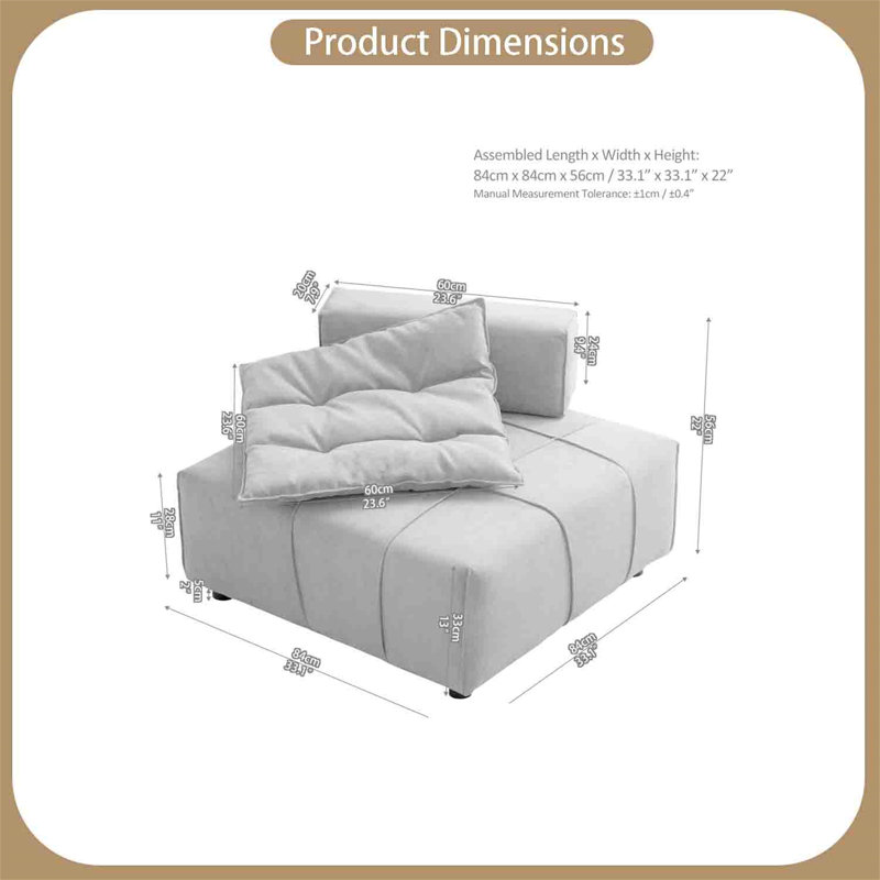 Fauteuil de chambre de 33,1 po de largeur Maiyale, Suède caramel