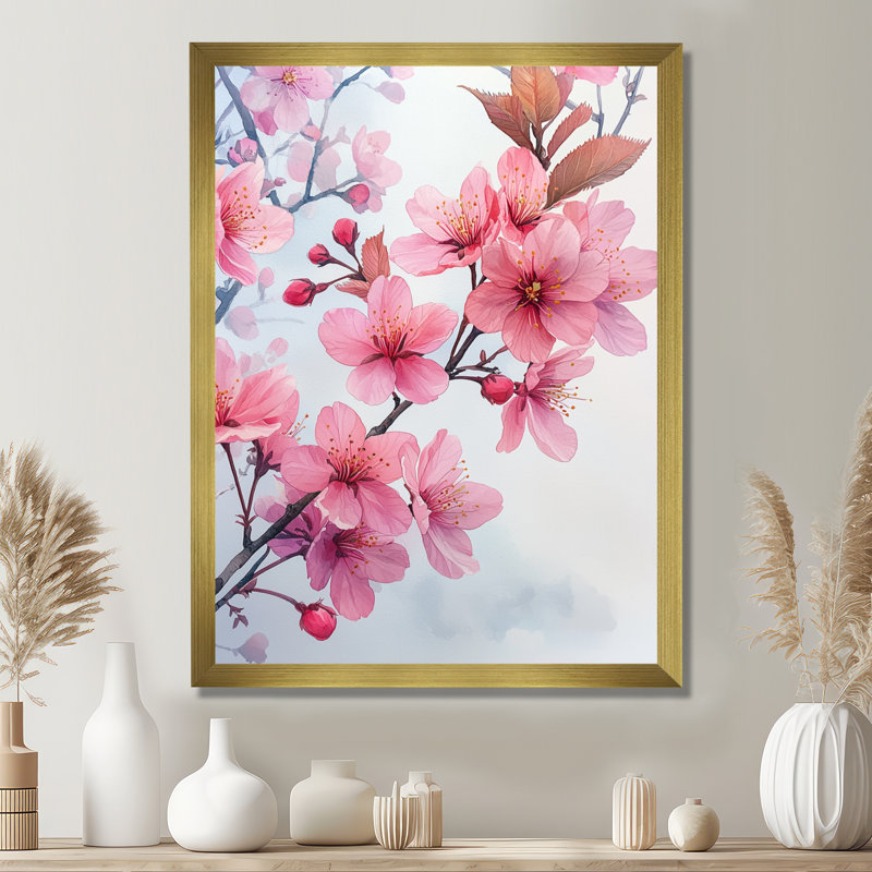 Austin - Floral Canvas Wall Art, H 20 po x l 12 po, Picture Framed, Doré