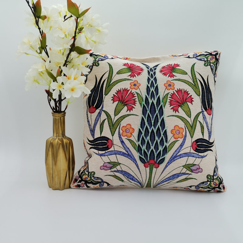 Beldibi Beldibi Floral Square 43 Cm Scatter Cushion Cover Indoor / Outdoor Floral Square Scatter Cushion