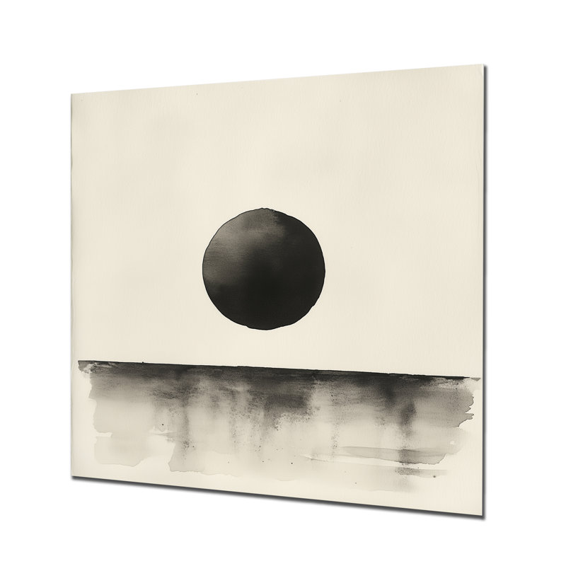 «Solitaire Dot & Stroke», art minimaliste abstrait, impression sur métal moderne, L 36 po x H 36 po