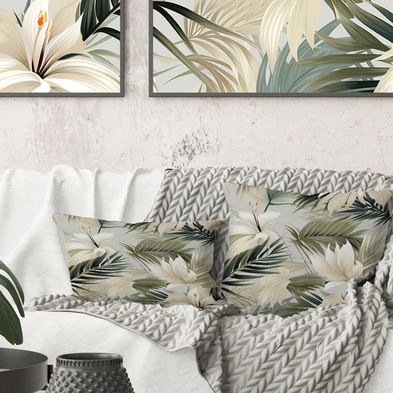Coussin décoratif en polyester à motif tropical Coastal Abstraction, H 18 po x l 18 po