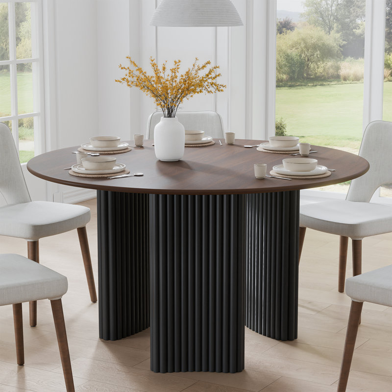 Table de salle à manger 52 po 52 po, Noyer, H 30 po x L 52 po x l 52 po, Noir