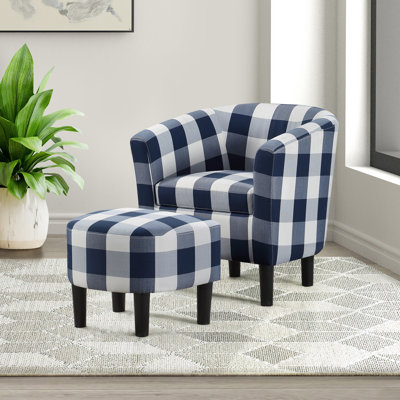 Anges Upholstered Barrel Chair with Ottoman