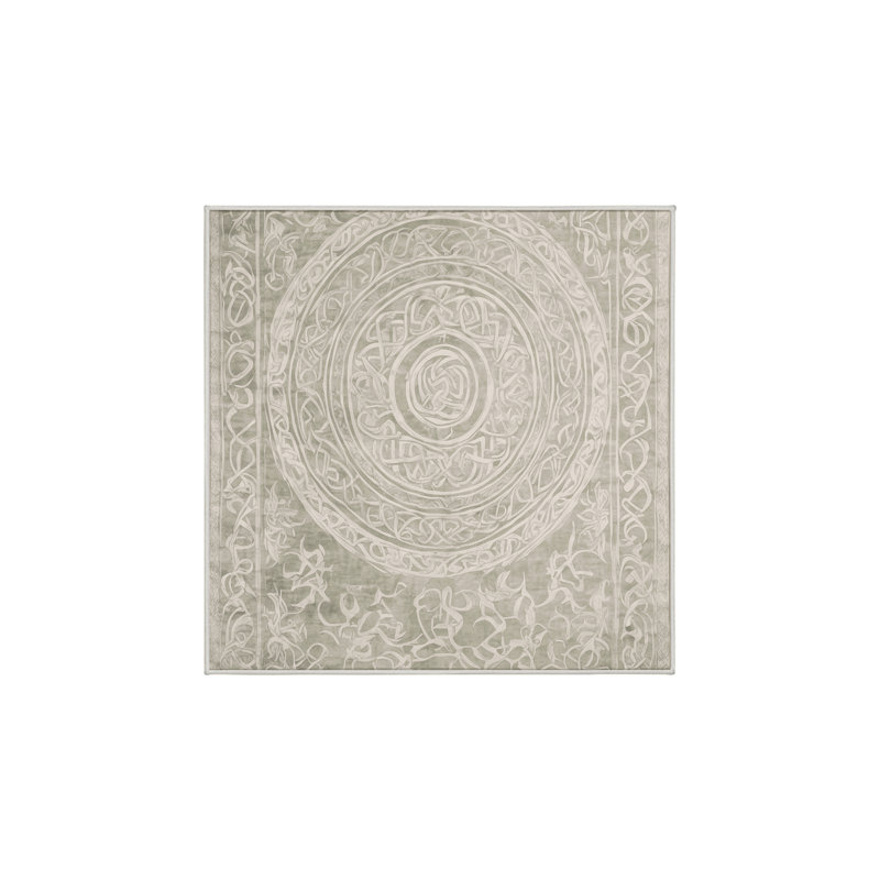 Machine Washable Beige Area Rug, Square 3'