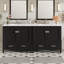 Meuble-lavabo noir 72 po avec lavabos en céramique, structure en bois massif et rangement intelligent pour les poignées doubles en alliage de zinc de 72 po, trou de trop-plein hygiénique-1783654082