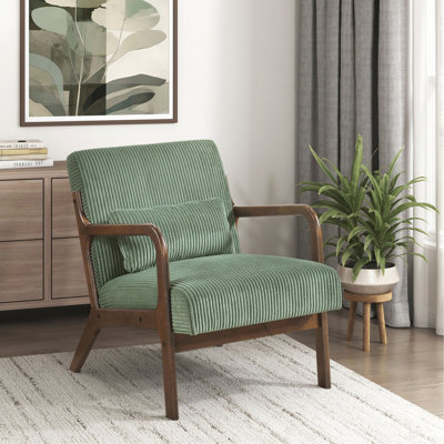 Chaise d'appoint moderne avec coussin moelleux en velours côtelé et meubles de maison 1 pièce avec structure en bois d'hévéa