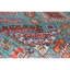 Tapis unique en laine noué à la main rectangulaire de 4 pi 1 po x 6 pi 2 po ikat en vert / rouge / orange / bleu