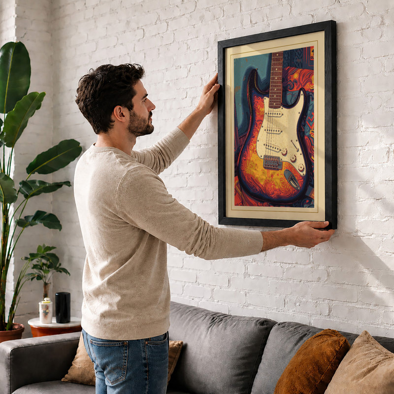 Electric Sun Retro - Framed Print, A4 - 29.7 x 21.0 cm, White