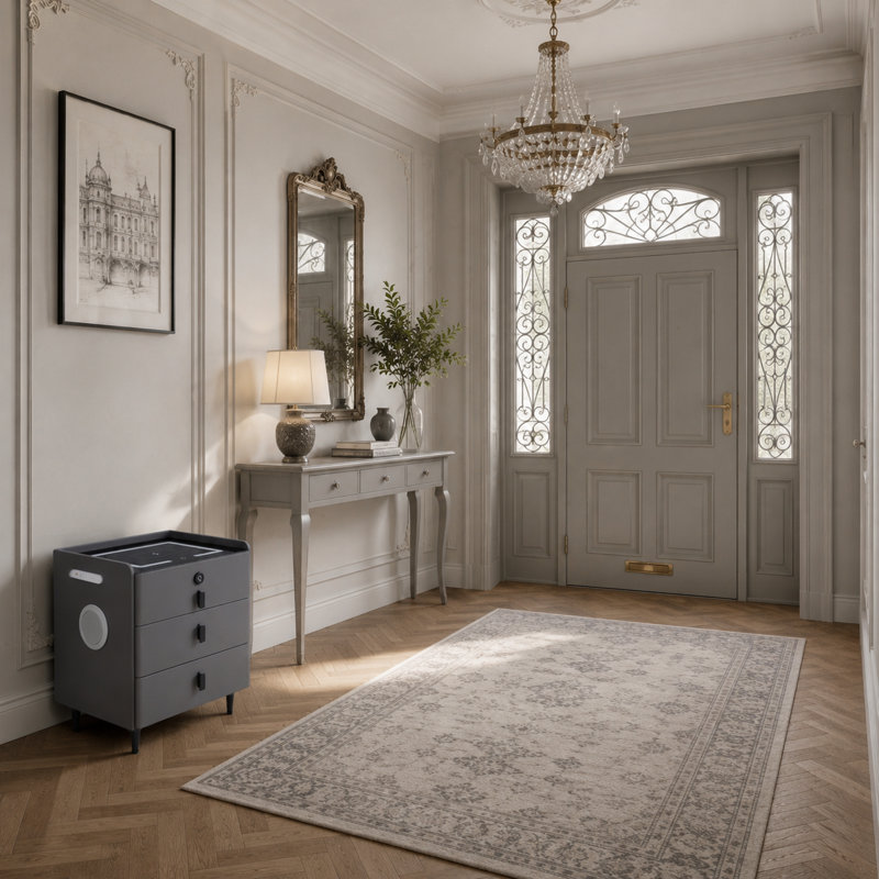 Table de chevet 3 tiroirs avec verrou d'empreintes digitales et lecteur de musique Kaylena